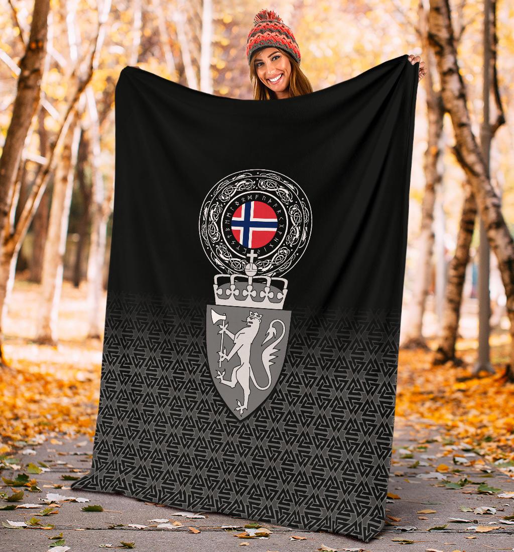 Viking Style Sherpa Fleece Blanket Gifts for Viking Lovers Norway Coat Of Arms