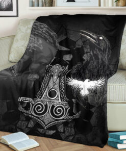 Viking Style Sherpa Fleece Blanket Gifts for Viking Lovers Ragnar Raven Sherpa Fleece Blanket Gifts for Viking Lovers
