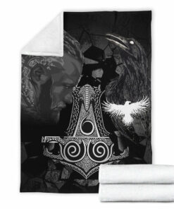 Viking Style Sherpa Fleece Blanket Gifts for Viking Lovers Ragnar Raven Sherpa Fleece Blanket Gifts for Viking Lovers