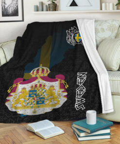 Viking Style Sherpa Fleece Blanket Gifts for Viking Lovers Royal Sweden Sherpa Fleece Blanket Gifts for Viking Lovers