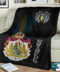 Viking Style Sherpa Fleece Blanket Gifts for Viking Lovers Royal Sweden Sherpa Fleece Blanket Gifts for Viking Lovers