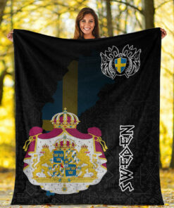 Viking Style Sherpa Fleece Blanket Gifts for Viking Lovers Royal Sweden Sherpa Fleece Blanket Gifts for Viking Lovers