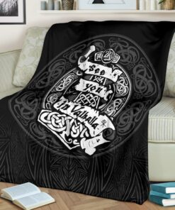 Viking Style Sherpa Fleece Blanket Gifts for Viking Lovers See You In Valhalla