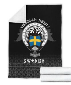Viking Style Sherpa Fleece Blanket Gifts for Viking Lovers Swedish Drakkar