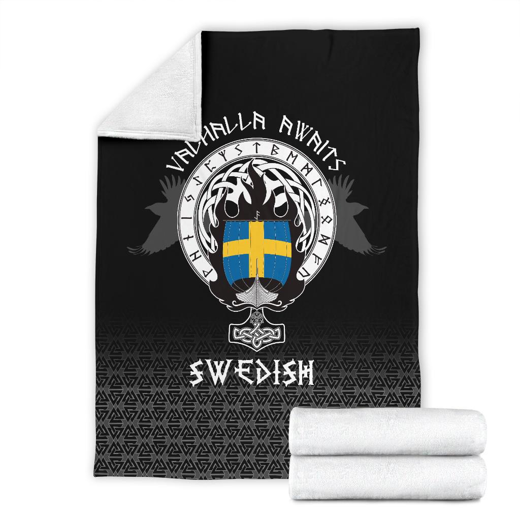 Viking Style Sherpa Fleece Blanket Gifts for Viking Lovers Swedish Drakkar