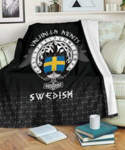Viking Style Sherpa Fleece Blanket Gifts for Viking Lovers Swedish Drakkar