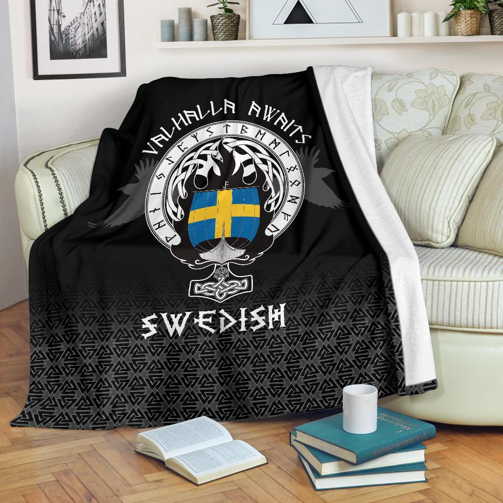 Viking Style Sherpa Fleece Blanket Gifts for Viking Lovers Swedish Drakkar
