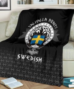 Viking Style Sherpa Fleece Blanket Gifts for Viking Lovers Swedish Drakkar