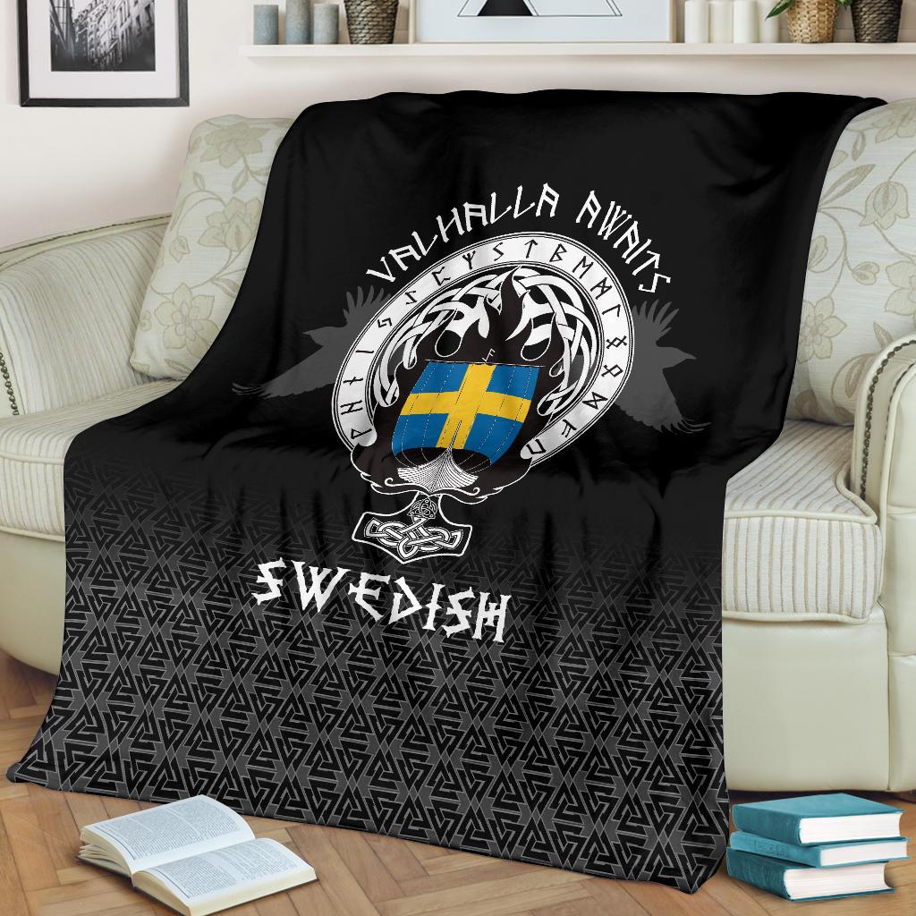 Viking Style Sherpa Fleece Blanket Gifts for Viking Lovers Swedish Drakkar