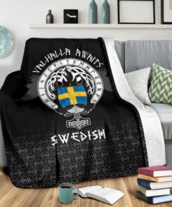 Viking Style Sherpa Fleece Blanket Gifts for Viking Lovers Swedish Drakkar