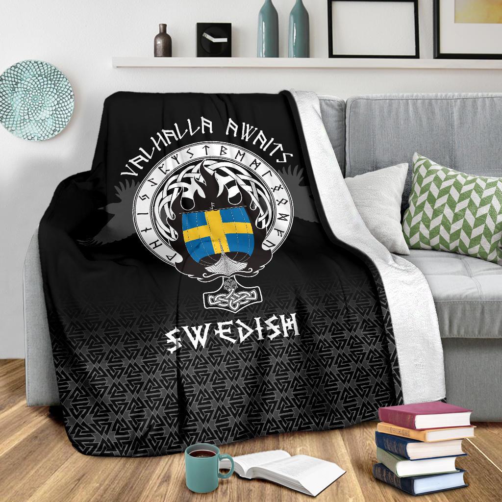 Viking Style Sherpa Fleece Blanket Gifts for Viking Lovers Swedish Drakkar