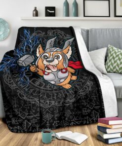 Viking Style Sherpa Fleece Blanket Gifts for Viking Lovers Thorgi