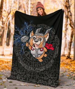 Viking Style Sherpa Fleece Blanket Gifts for Viking Lovers Thorgi