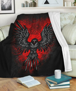 Viking Style Sherpa Fleece Blanket Gifts for Viking Lovers Vegvisir Raven Blood Sherpa Fleece Blanket Gifts for Viking Lovers