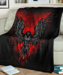 Viking Style Sherpa Fleece Blanket Gifts for Viking Lovers Vegvisir Raven Blood Sherpa Fleece Blanket Gifts for Viking Lovers