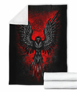 Viking Style Sherpa Fleece Blanket Gifts for Viking Lovers Vegvisir Raven Blood Sherpa Fleece Blanket Gifts for Viking Lovers