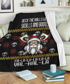 Viking Style Sherpa Fleece Blanket Gifts for Viking Lovers Viking Santa In Valhalla Style Christmas Sherpa Fleece Blanket Gifts for Viking Lovers