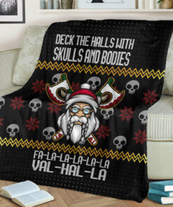 Viking Style Sherpa Fleece Blanket Gifts for Viking Lovers Viking Santa In Valhalla Style Christmas Sherpa Fleece Blanket Gifts for Viking Lovers