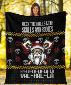 Viking Style Sherpa Fleece Blanket Gifts for Viking Lovers Viking Santa In Valhalla Style Christmas Sherpa Fleece Blanket Gifts for Viking Lovers