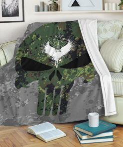 Viking Style Sherpa Fleece Blanket Gifts for Viking Lovers Viking Skull Punisher Camo Sherpa Fleece Blanket Gifts for Viking Lovers