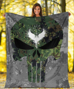 Viking Style Sherpa Fleece Blanket Gifts for Viking Lovers Viking Skull Punisher Camo Sherpa Fleece Blanket Gifts for Viking Lovers