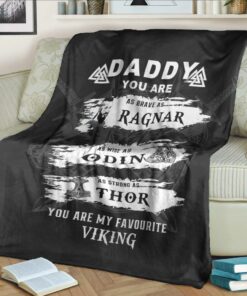 Viking Style Viking Daddy Sherpa Fleece Blanket Gifts for Viking Lovers