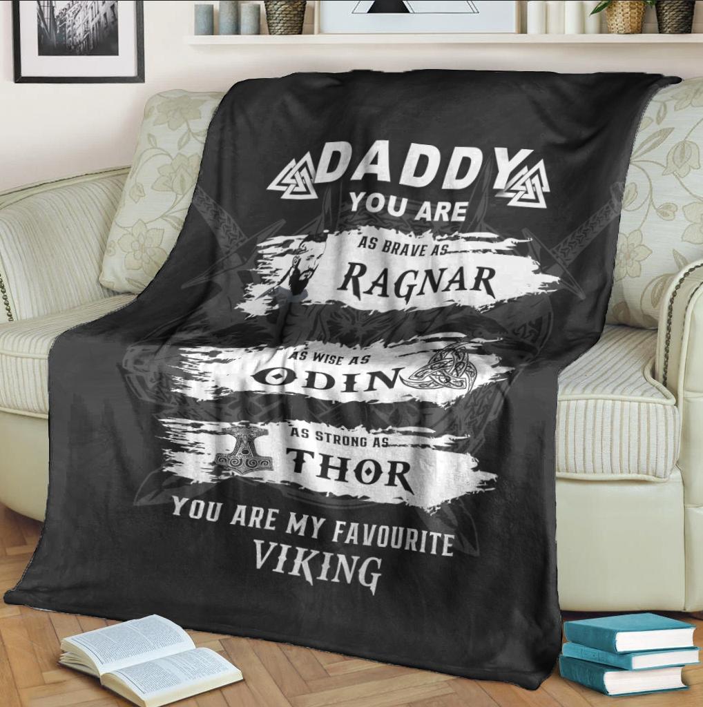 Viking Style Viking Daddy Sherpa Fleece Blanket Gifts for Viking Lovers