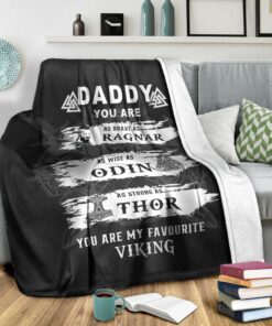 Viking Style Viking Daddy Sherpa Fleece Blanket Gifts for Viking Lovers