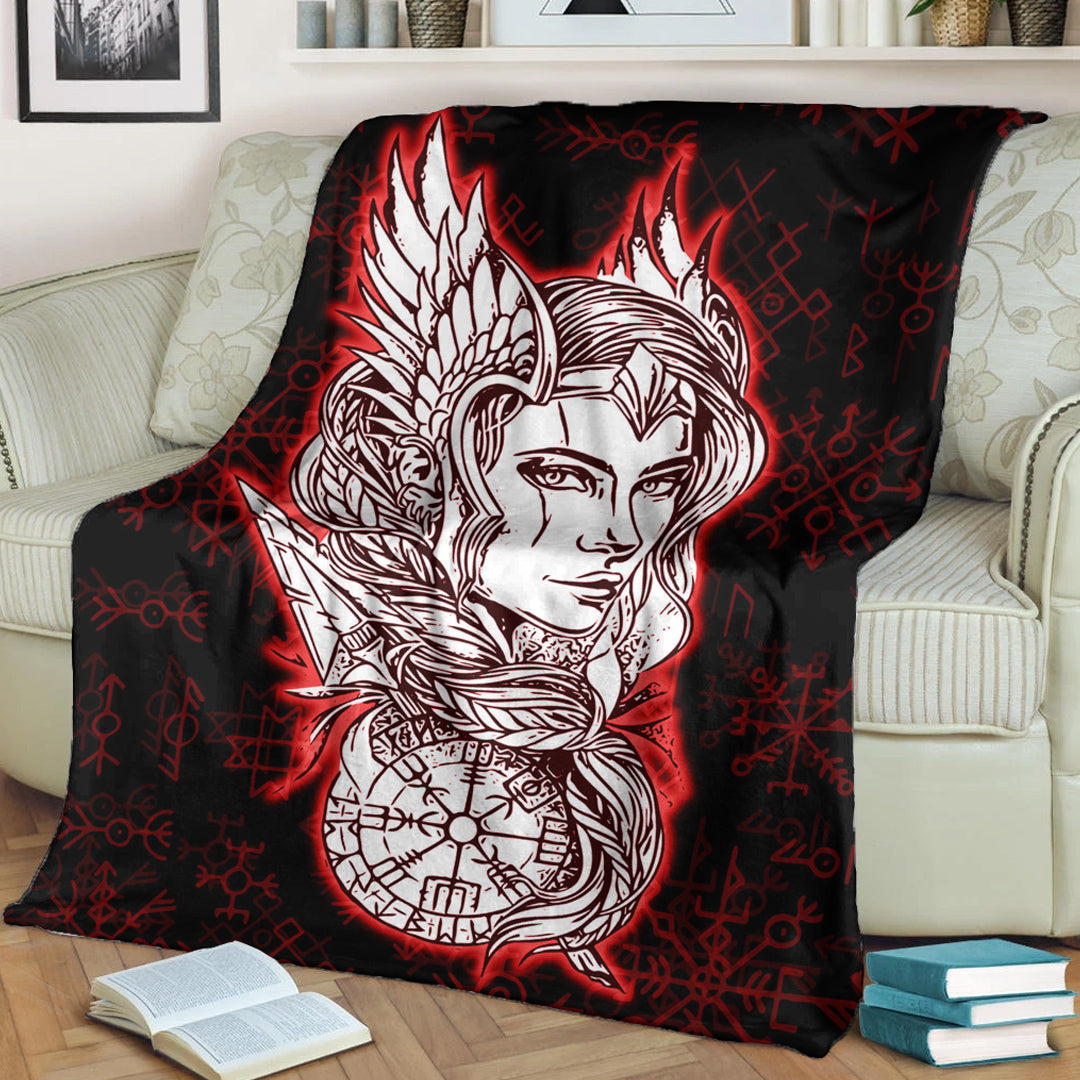Viking Valkyrie Turquoise Sherpa Fleece Blanket Gifts for Viking Lovers