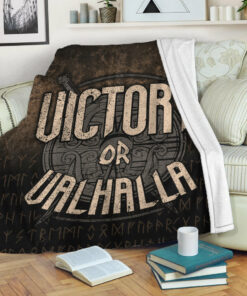 Viking Victory or Valhalla Sherpa Fleece Blanket Gifts for Viking Lover