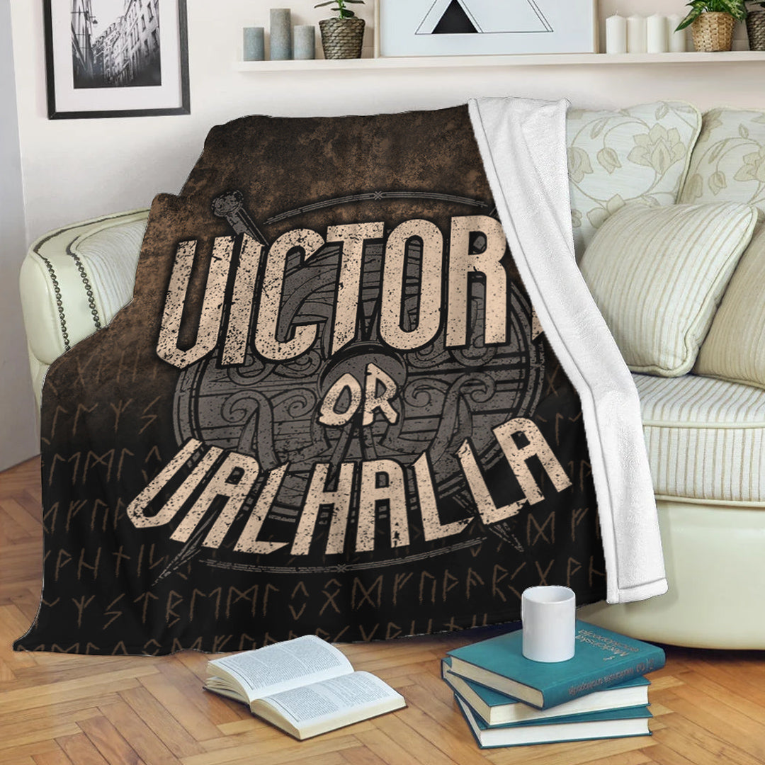Viking Victory or Valhalla Sherpa Fleece Blanket Gifts for Viking Lover