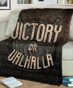 Viking Victory or Valhalla Sherpa Fleece Blanket Gifts for Viking Lover