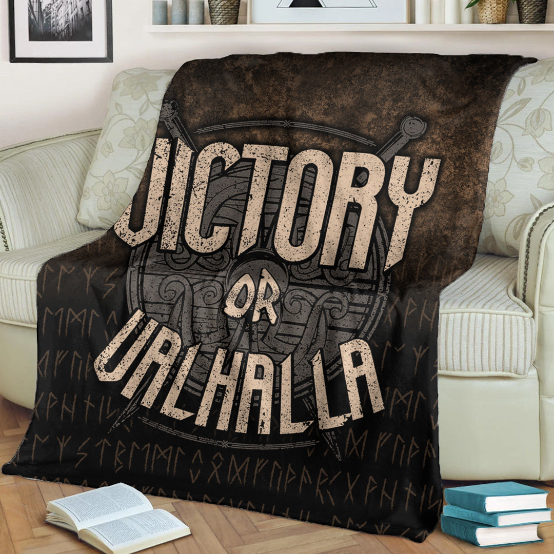 Viking Victory or Valhalla Sherpa Fleece Blanket Gifts for Viking Lover