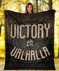 Viking Victory or Valhalla Sherpa Fleece Blanket Gifts for Viking Lover