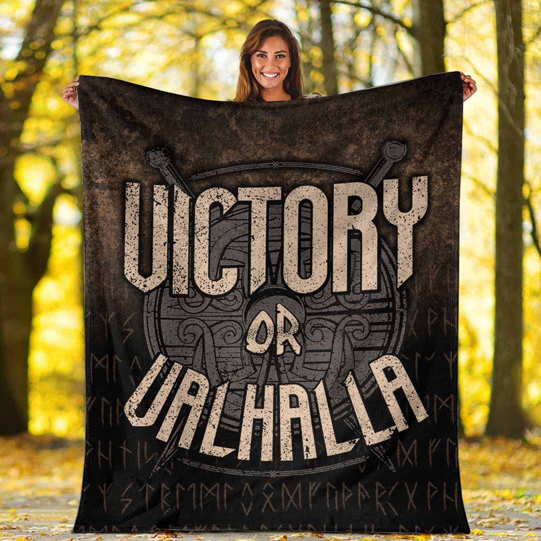 Viking Victory or Valhalla Sherpa Fleece Blanket Gifts for Viking Lover