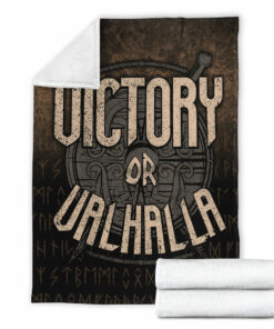 Viking Victory or Valhalla Sherpa Fleece Blanket Gifts for Viking Lover