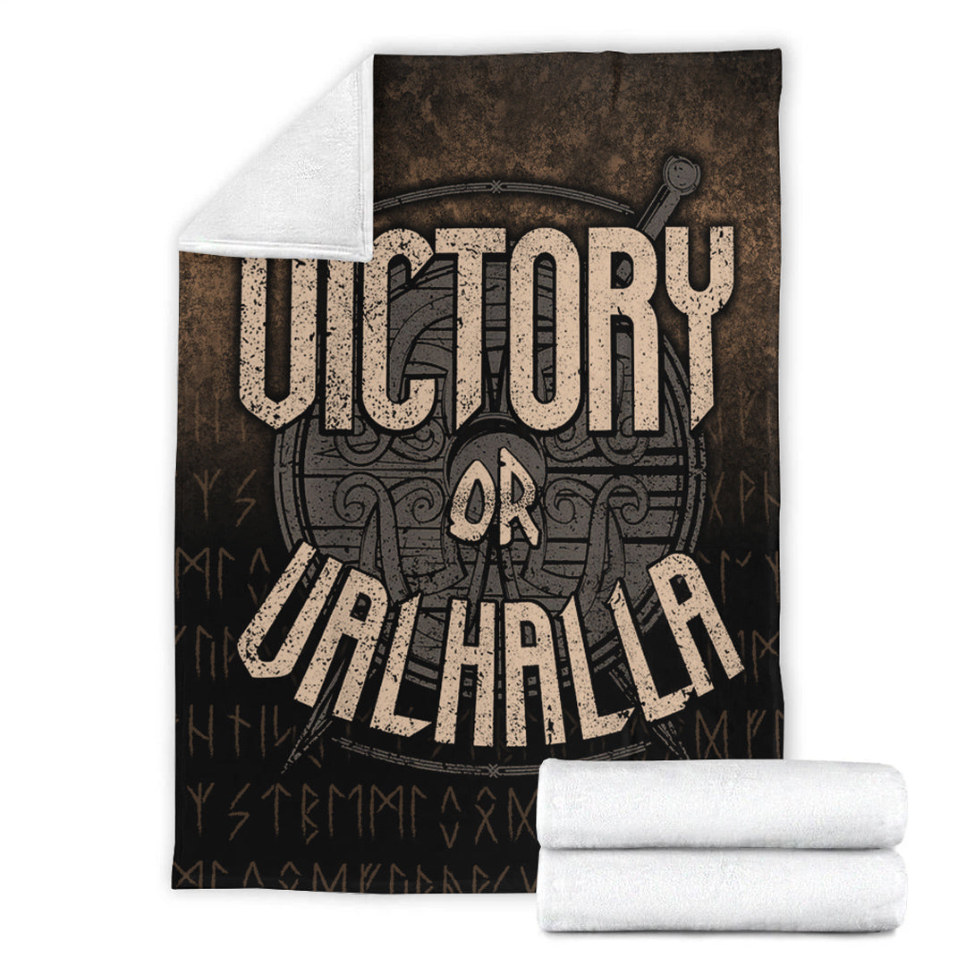Viking Victory or Valhalla Sherpa Fleece Blanket Gifts for Viking Lover