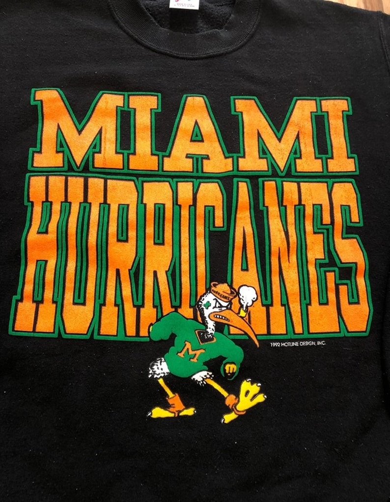Vintage 1992 University of Miami Hurricanes Sweatshirt, Vintage Shirt, T shirt, Hoodie - Image 2