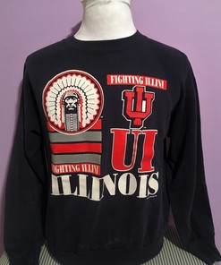 Vintage 80s University Of Illinois Fighting Illini Ncaa 1980s College Sweatshirt Hoodie Shirt Gifts for Fans