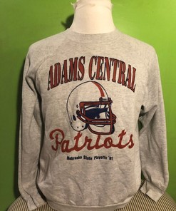 Vintage 90s Adams Central Patriots Nebraska State Playoffs 1991 High School Football 1990s Crewneck Sweatshirt Hoodie Shirt