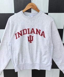 Vintage 90s Champion Indiana University Sweatshirt, Jumper Champion Crewneck, Big Logo Champion Indiana University Pullover Shirt