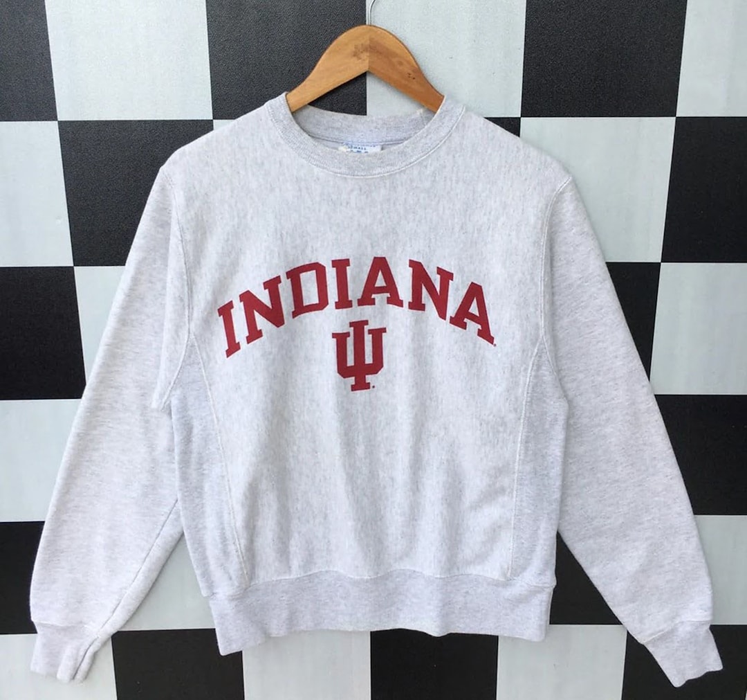 Vintage 90s Champion Indiana University Sweatshirt, Jumper Champion Crewneck, Big Logo Champion Indiana University Pullover Shirt