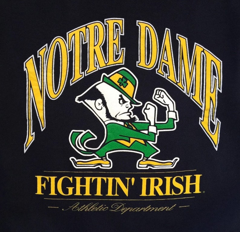 Vintage 90s Notre Dame Fighting Irish Crewneck Sweatshirt, Vintage 90s Sweatshirt, Vintage Shirt - Image 2
