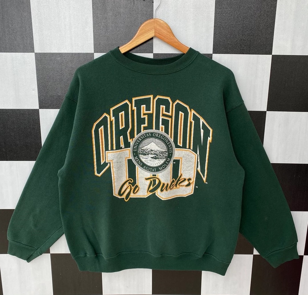 Vintage 90s University Of Oregon Sweatshirt, Jumper Oregon Go Ducks Football Crewneck, Big Logo University Of Oregon Shirt