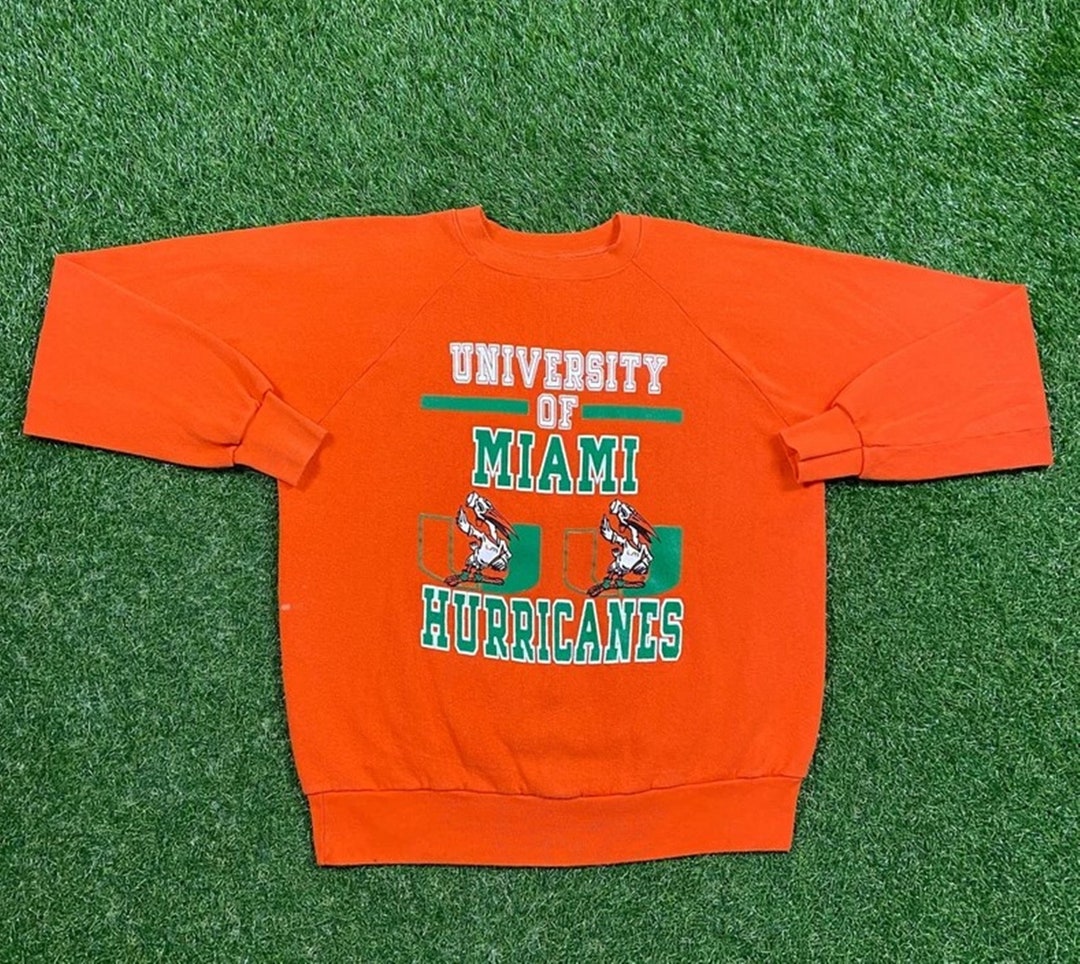 Vintage 90s University of Miami Hurricanes Crewneck Sweatshirt, Vintage Shirt, T shirt, Hoodie