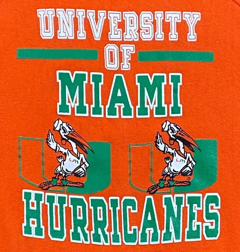 Vintage 90s University of Miami Hurricanes Crewneck Sweatshirt, Vintage Shirt, T shirt, Hoodie - Image 2