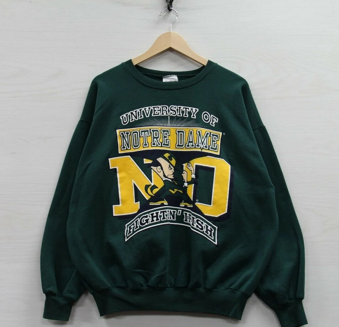 Vintage 90s University of Notre Dame Fighting Irish Sweatshirt Crewneck, Vintage Shirt, Hoodie