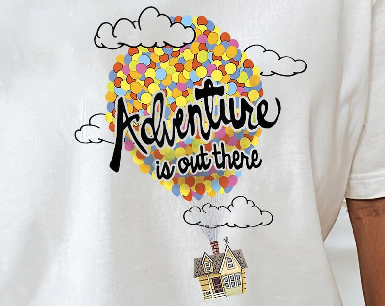 Vintage Disney Pixar Up Adventure House Balloon Graphic T-Shirt, Adventure is Out There, Disney Trip Tee, Disneyland Family Vacation Gift
