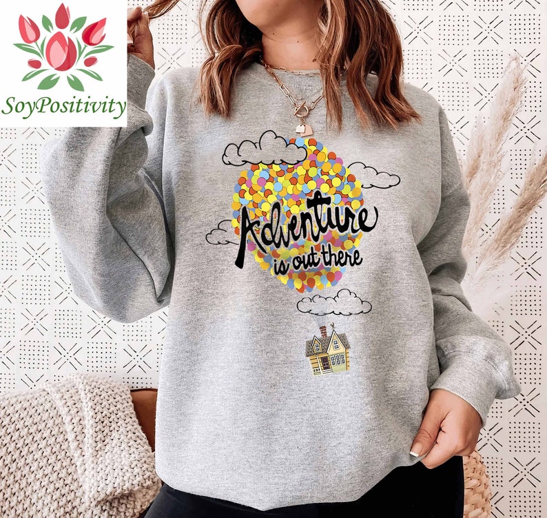 Vintage Disney Pixar Up Adventure House Balloon Graphic T-Shirt, Adventure is Out There, Disney Trip Tee, Disneyland Family Vacation Gift