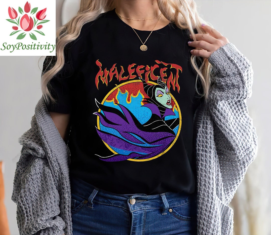 Vintage Disney Villains Sleeping Beauty Maleficent Flame Portrait 90s Shirt, Disney Unisex Shirt, Disney Villian Shirt